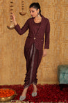 METTLE- Lucknowi Embroidered Blazer With Dhoti Pants