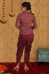 METTLE- Wine Koti Jacket Three Piece Set