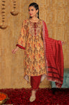 INNAYAT -  Red Three Piece Suit Set With Intricate Embroidery