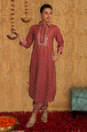 DESI SWAG - Rust Bandhani Printed Pathani Set