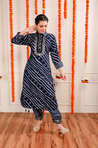 DESI SWAG - Midnight Blue Printed Co-ord Pathani Set