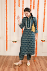 DESI SWAG - Teal Printed Co-ord Pathani Set