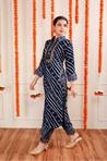 DESI SWAG - Midnight Blue Printed Co-ord Pathani Set