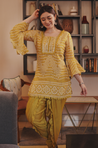 Go Bandhani !!! MUSTARD Bandhani Kurta with Dhoti Pants