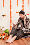 DESI SWAG -  Black Printed Co-ord Pathani Set
