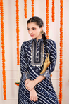 DESI SWAG - Midnight Blue Printed Co-ord Pathani Set