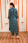 DESI SWAG - Teal Printed Co-ord Pathani Set