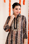 DESI SWAG -  Black Printed Co-ord Pathani Set