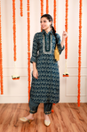 DESI SWAG - Teal Printed Co-ord Pathani Set