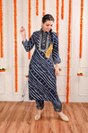 DESI SWAG - Midnight Blue Printed Co-ord Pathani Set