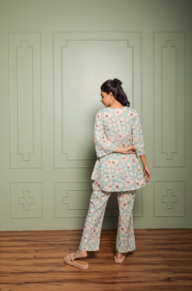 OH MY CO-ORD!! - Floral Printed Blue Co-ord Set