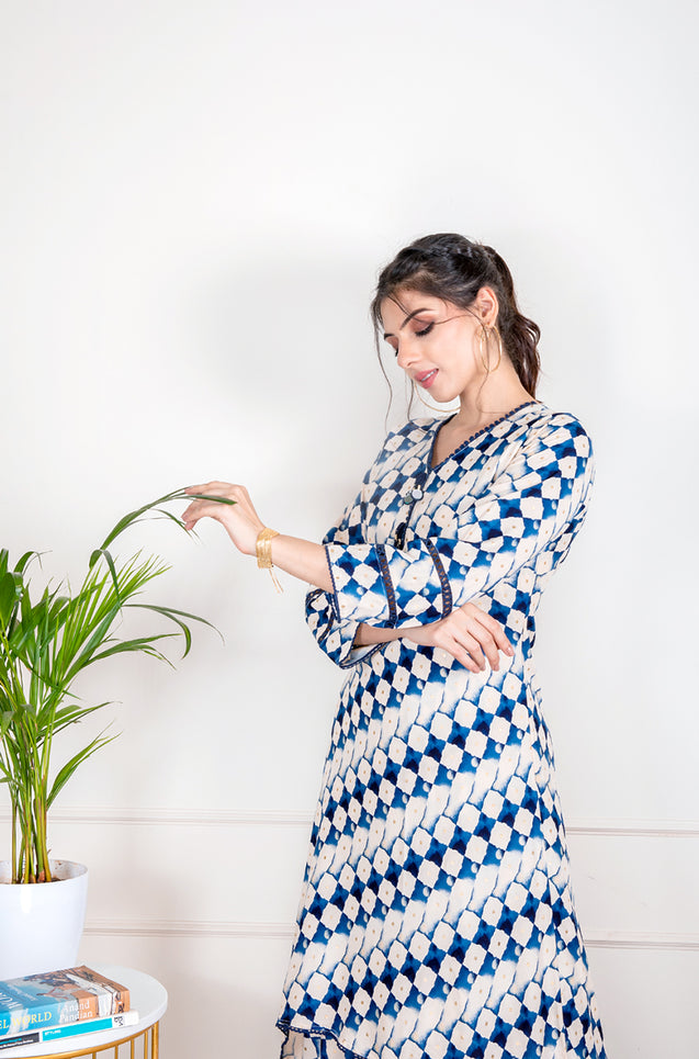 Navy Blue Two Layered Gown