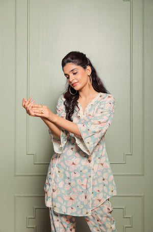 OH MY CO-ORD!! - Floral Printed Blue Co-ord Set