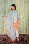 KHWAAB - Lagoon Blue Three Piece Suit Set