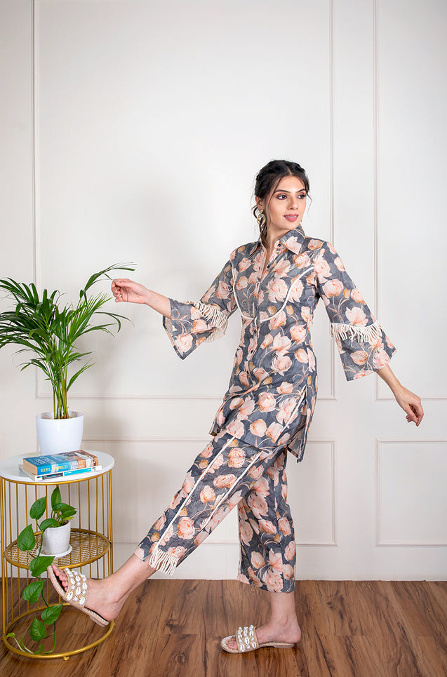 OH MY CO-ORD!! Grey Floral Printed Co-ord Set