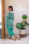 MATARGASHTI - Blue Tribal Print Short Kurta With Tulip Pants