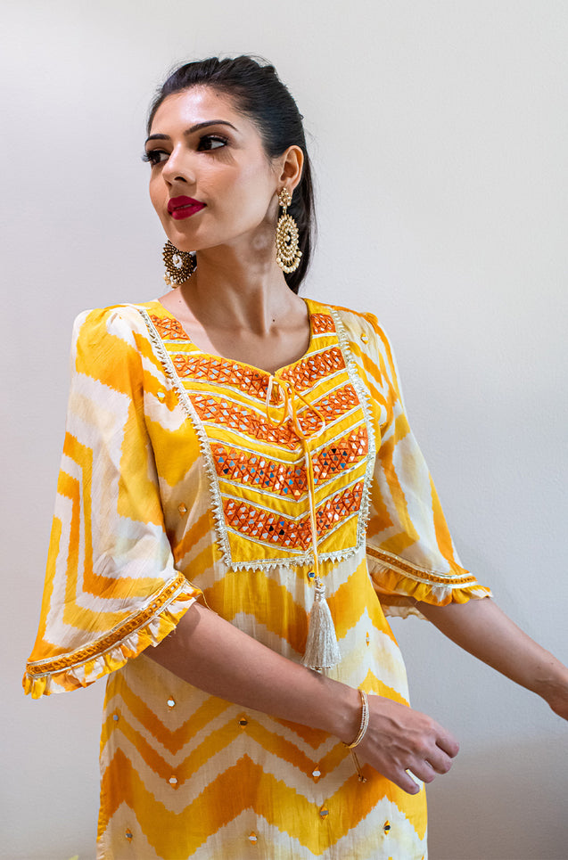 MATARGASHTI - Printed Short Kurta With Tulip Pants