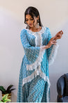 MATARGASHTI - Blue Asymmetrical Long Kurta with Dhoti  Pants