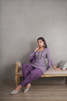 Go Leheriya - Amethyst Purple Kurta with Ruffled Dhoti Pants