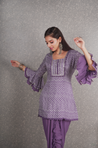 Go Leheriya - Amethyst Purple Kurta with Ruffled Dhoti Pants