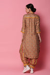 DESI SWAG - Mango and Coral Printed Two Piece Pathani Set
