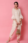 Kudi with a Swag!! - Lucknowi Kurta with Tulip Pants - Ivory