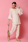 Kudi with a Swag!! - Lucknowi Kurta with Tulip Pants - Ivory