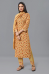 PANAAH - Yellow Three Piece Kurta Set with Dupatta