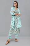 PANAAH - Blue Three Piece Kurta Set with Dupatta