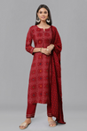 PANAAH - Red Three Piece Kurta Set with Dupatta
