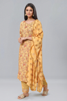 PANAAH - Yellow Three Piece Kurta Set with Dupatta