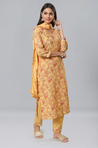 PANAAH - Yellow Three Piece Kurta Set with Dupatta