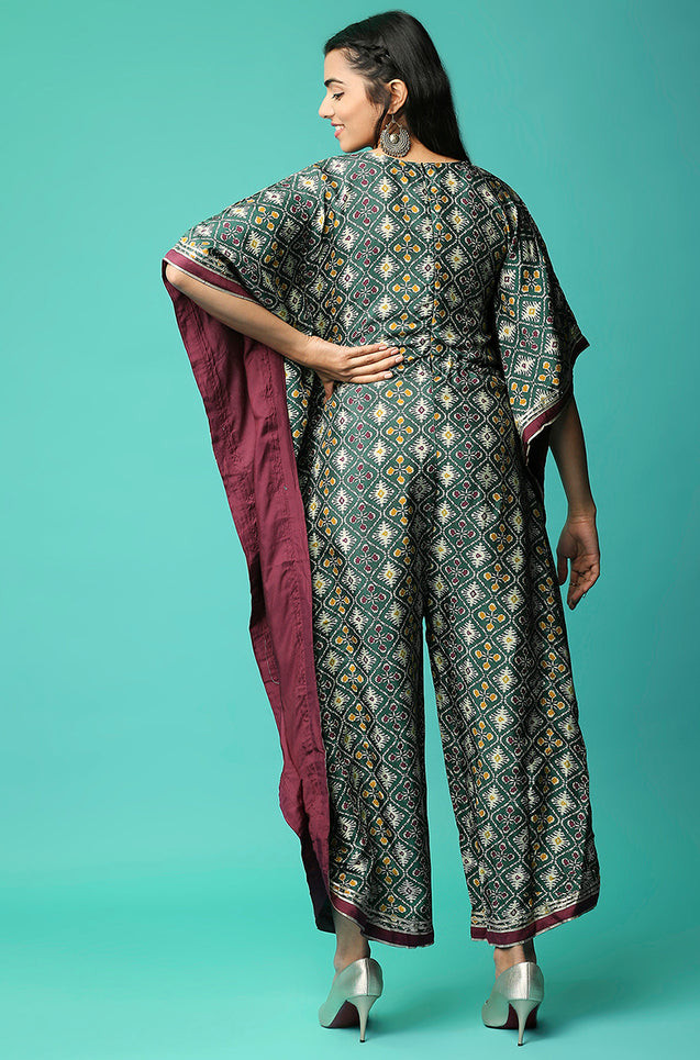 ALLOY - Galactic Green Butterfly Jumpsuit With Mirror Work And Gota Details