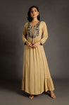 Go Neutral - Beige Long Gown with Intricate Hand Embroidery