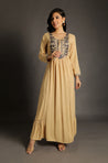 Go Neutral - Beige Long Gown with Intricate Hand Embroidery