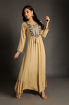 Go Neutral - Beige Long Gown with Intricate Hand Embroidery