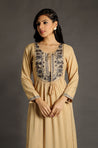 Go Neutral - Beige Long Gown with Intricate Hand Embroidery