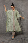 NOOR by ISHNYA - Green Kaftan Set with Embroidered Pants