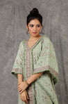 NOOR by ISHNYA - Green Kaftan Set with Embroidered Pants