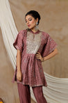 NOOR by ISHNYA - Rosewood Short Kaftan Set with Embroidered Pants