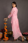 Bandhani Twist- Baby Pink High-Low Kurta With Dhoti Pants
