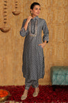 DESI SWAG - Grey Bandhani Printed Pathani Set