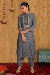 DESI SWAG - Grey Bandhani Printed Pathani Set