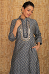 DESI SWAG - Grey Bandhani Printed Pathani Set