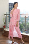 Bandhani Twist- Baby Pink High-Low Kurta With Dhoti Pants