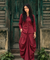 REZAAR- Maroon Drape Skirt Co-Ord Set with Shirt Top