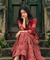 ROZANA- Red Lotus Drape Skirt Set