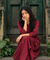REZAAR- Maroon Drape Skirt Co-Ord Set with Shirt Top