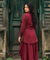 REZAAR- Maroon Drape Skirt Co-Ord Set with Shirt Top