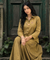 REZAAR- Olive Green Drape Skirt Co-ord Set with Shirt